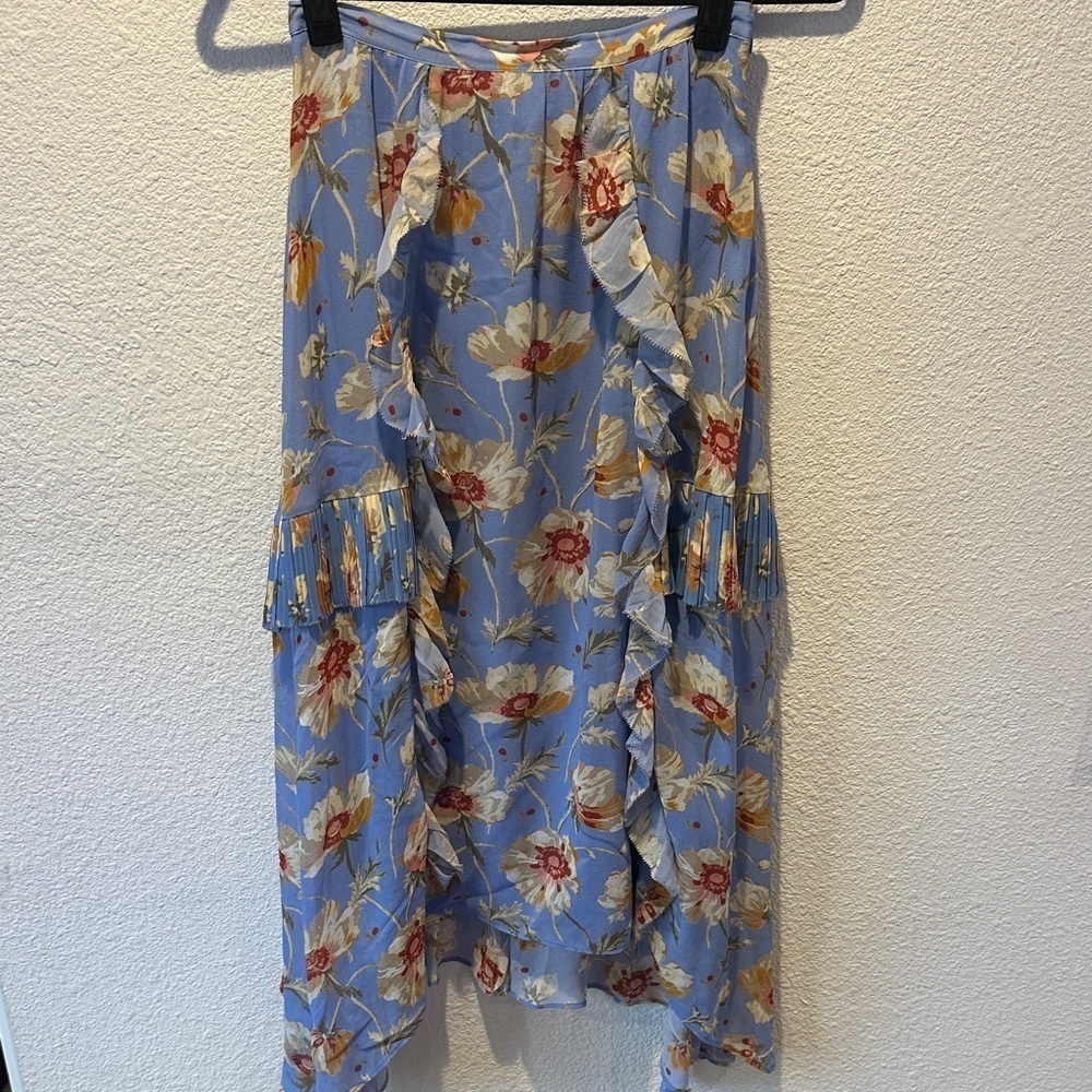 PAIGE Asymmetrical Floral Skirt 100% Silk